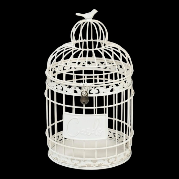 Other - Red Co Round Metal Birdcage Wedding Card Holder Rustic Off White Brand New